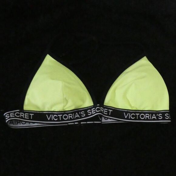 VICTORIA'S SECRET | small | Victoria Secret Logo Neon Yellow & Black Bikini Top - Picture 2 of 8